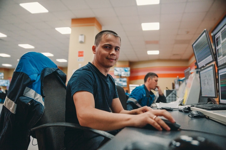 Young operator at monitoring station